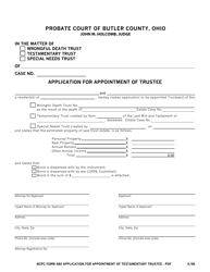 BCPC Form 480 Application for Appointment of Trustee - Butler County, Ohio