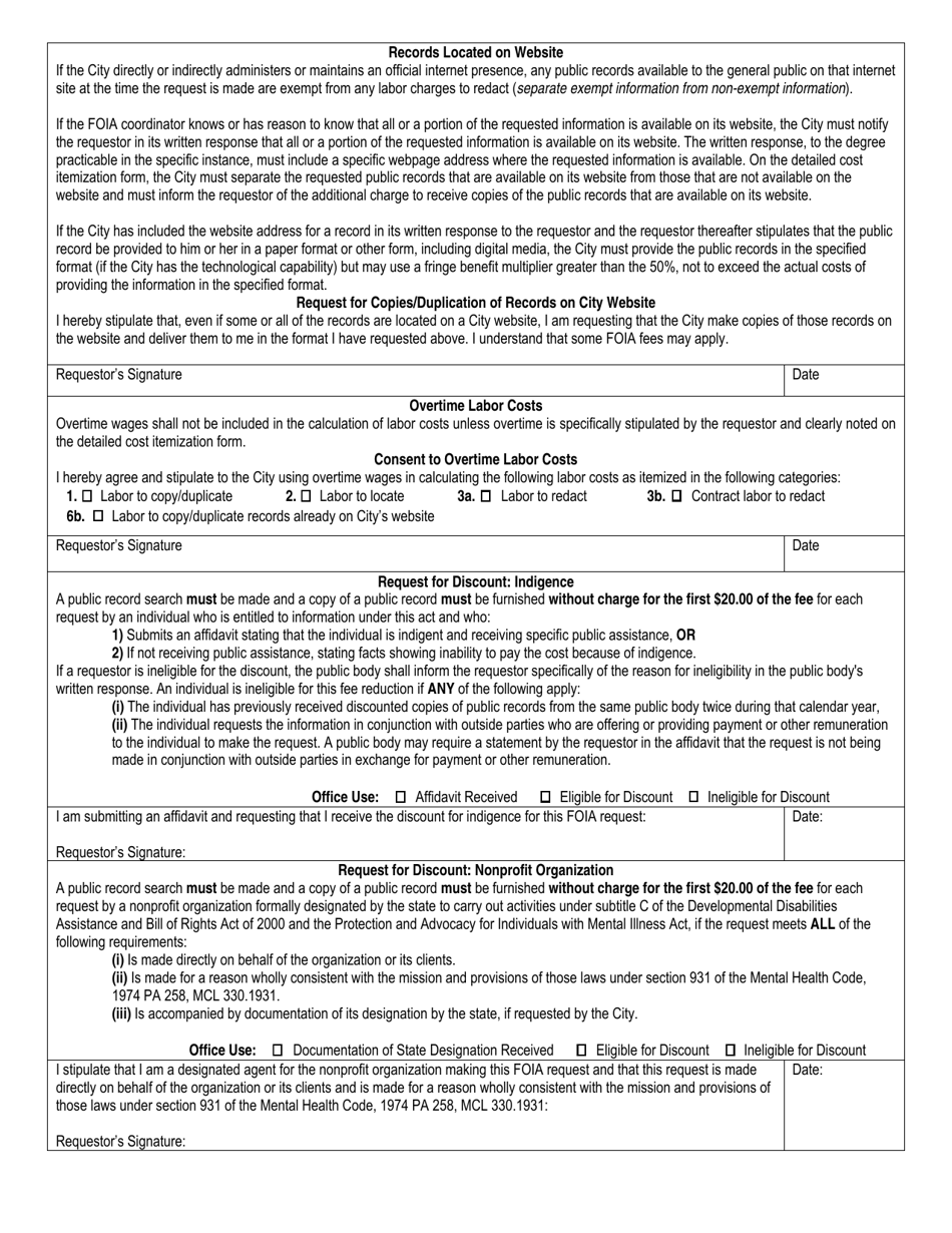 City of Adrian, Michigan Foia Request for Public Records - Fill Out ...