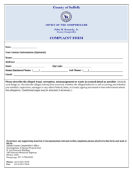 Document preview: Complaint Form - Suffolk County, New York
