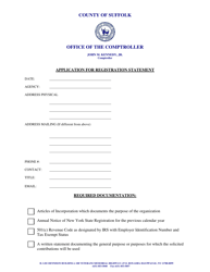 Document preview: Application for Registration Statement - Suffolk county, New York