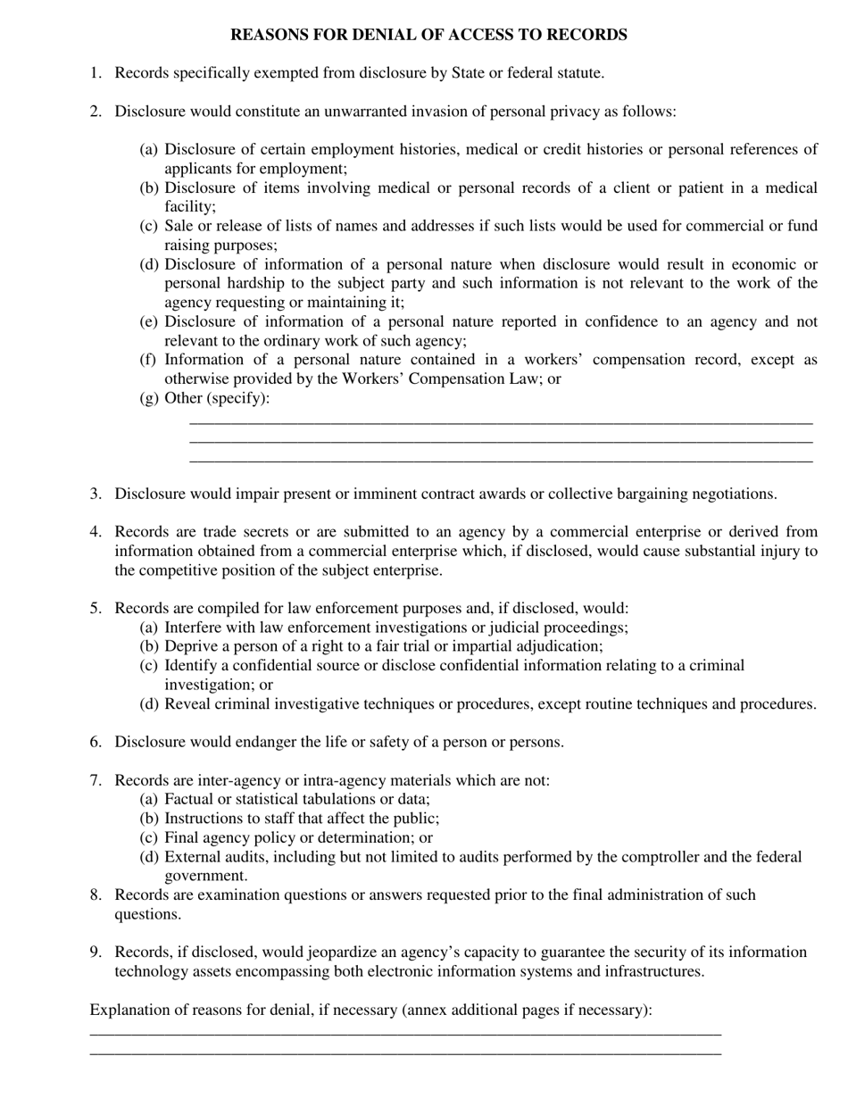 SCEX Form 8 Application for Public Access to Records - Suffolk County, New York, Page 2