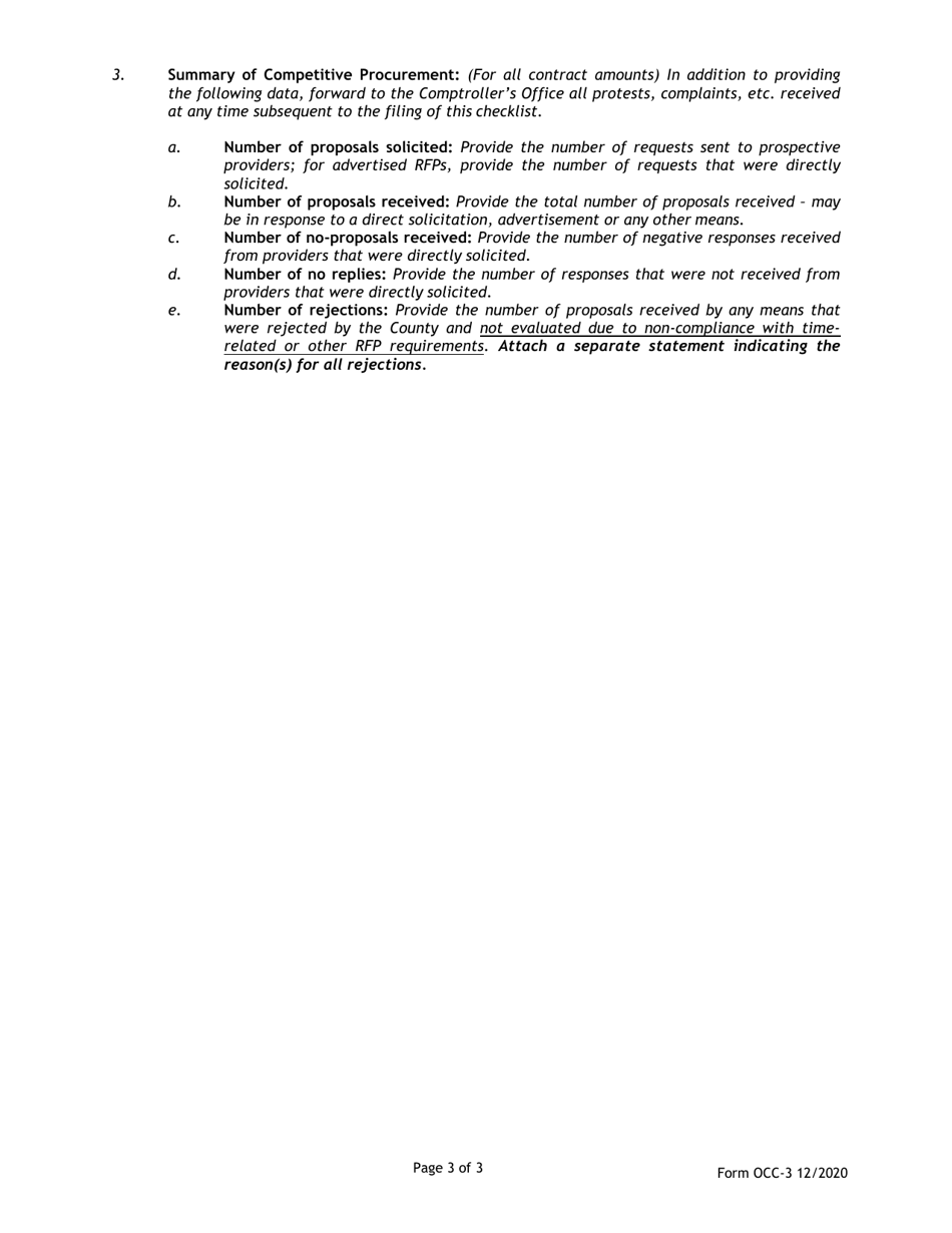 Instructions for Form OCC-3 Concession Services Solicitation Record Checklist - Suffolk County, New York, Page 3