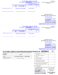 Form PW-12 (PW-1) Monthly Withholdings Form - City of Parma, Ohio, Page 3