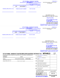 Form PW-12 (PW-1) Monthly Withholdings Form - City of Parma, Ohio, Page 5