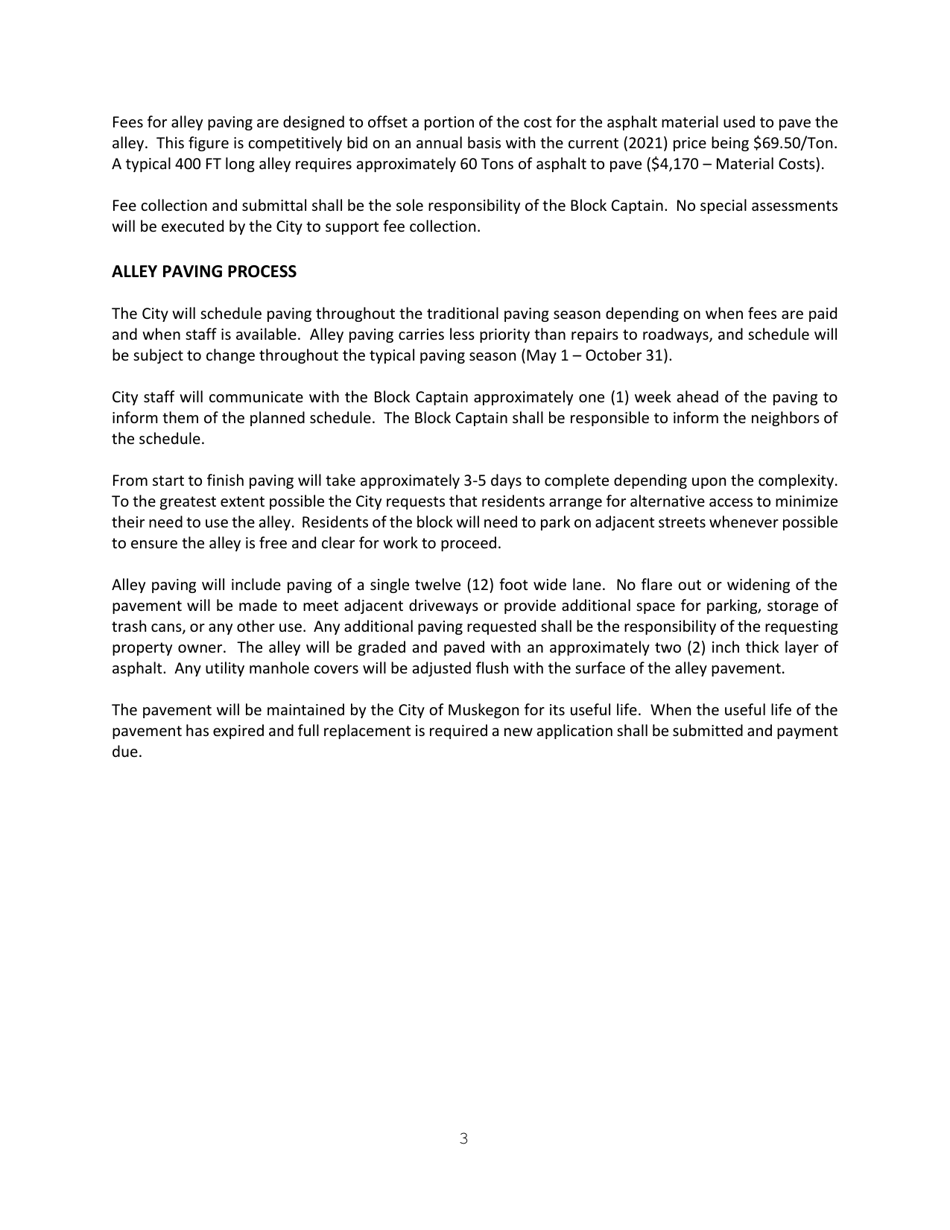 Alley Paving Policy and Application - City of Muskegon, Michigan, Page 3