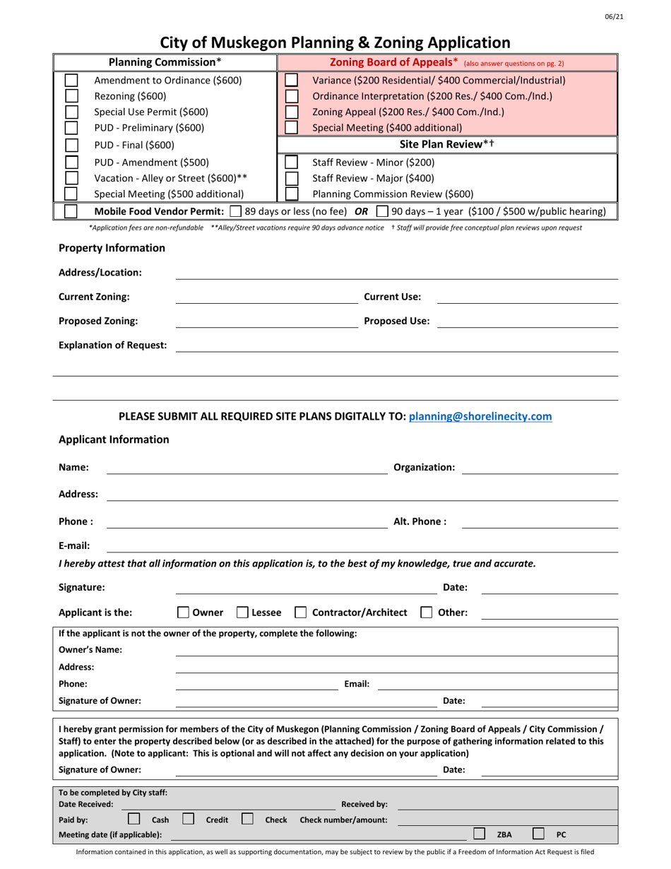Planning  Zoning Application - City of Muskegon, Michigan, Page 1