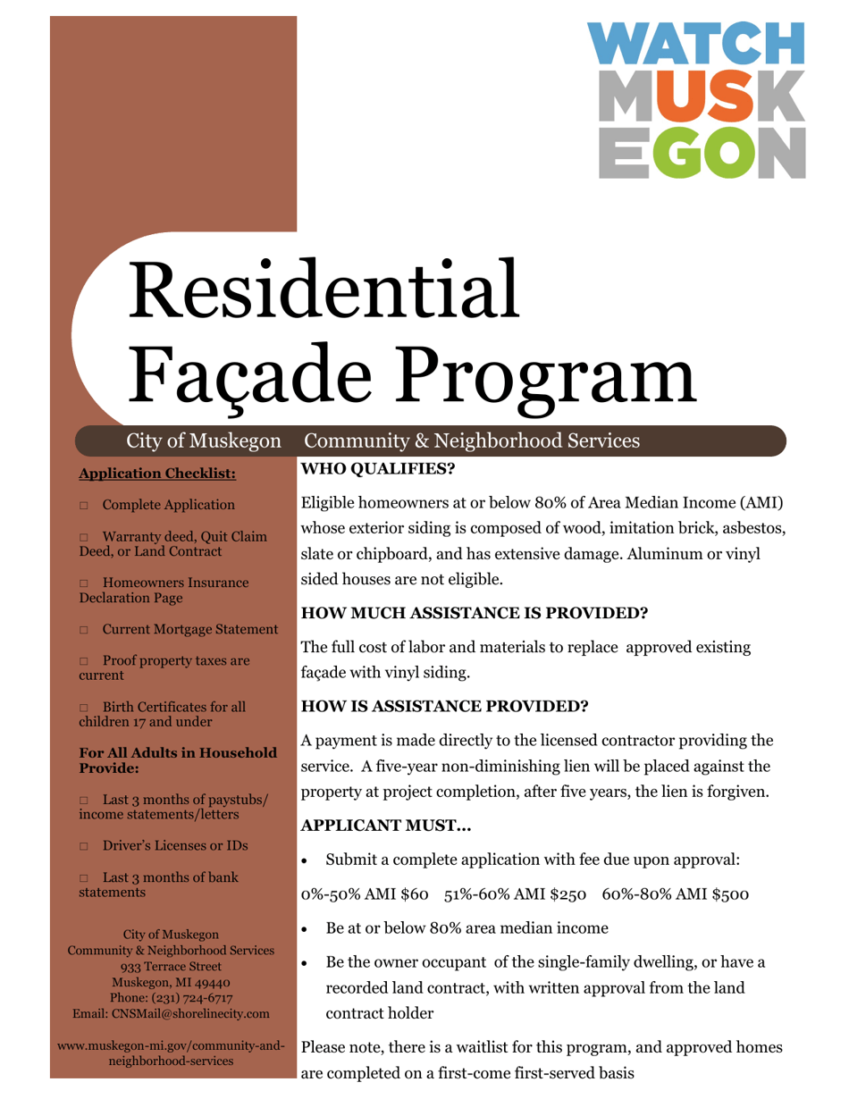 Residential Facade Program Application - City of Muskegon, Michigan, Page 1