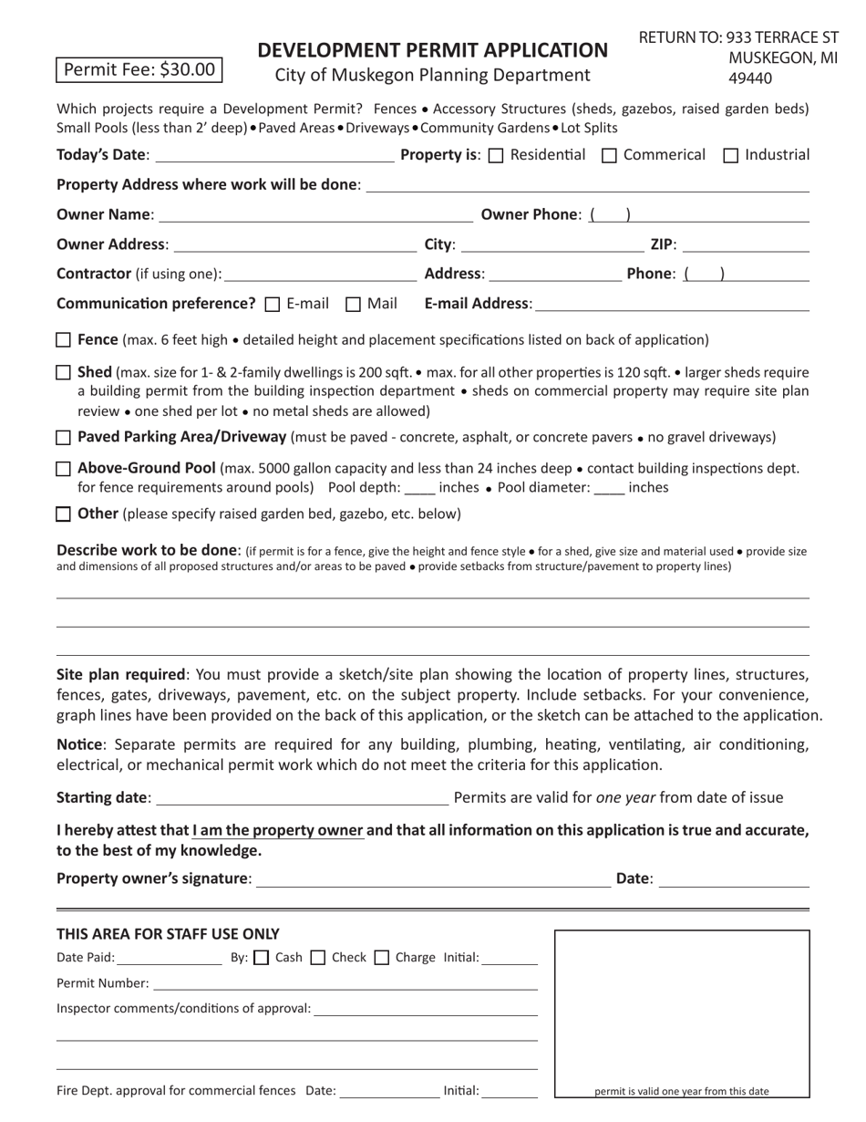 Development Permit Application - City of Muskegon, Michigan, Page 1