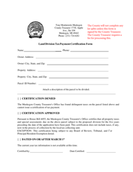 Document preview: Land Division Tax Payment Certification Form - City of Muskegon, Michigan