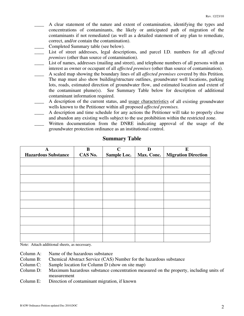 Petition to Designate Affected Premises Under Water Supplies Ordinance - City of Muskegon, Michigan, Page 2