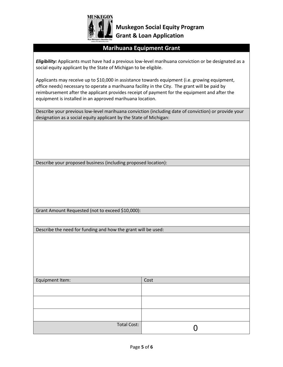 Social Equity Grant Application - City of Muskegon, Michigan, Page 5