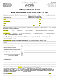 Document preview: Foia Request for Public Records - City of Muskegon, Michigan