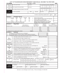 Document preview: Form M-1040NR Non-resident Individual Income Tax Return - City of Muskegon, Michigan