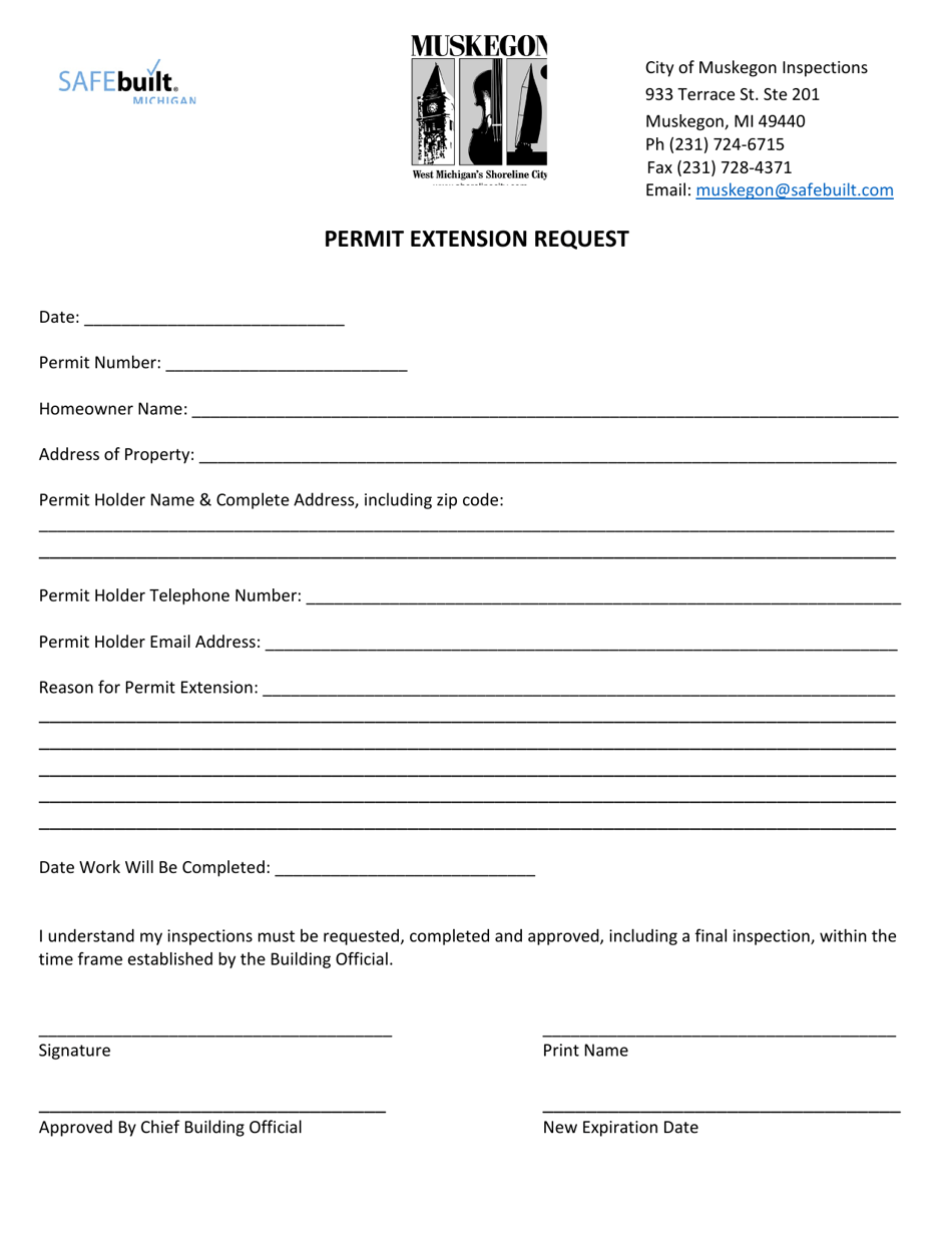 Permit Extension Request - City of Muskegon, Michigan, Page 1