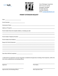 Document preview: Permit Extension Request - City of Muskegon, Michigan