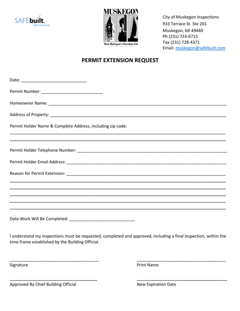 Permit Extension Request - City of Muskegon, Michigan Download Pdf