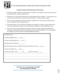 Rental Inspections/Tenant Complaint Form - City of Muskegon, Michigan, Page 2