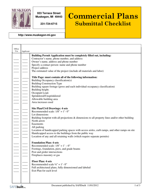 Commercial Plans Submittal Checklist - City of Muskegon, Michigan