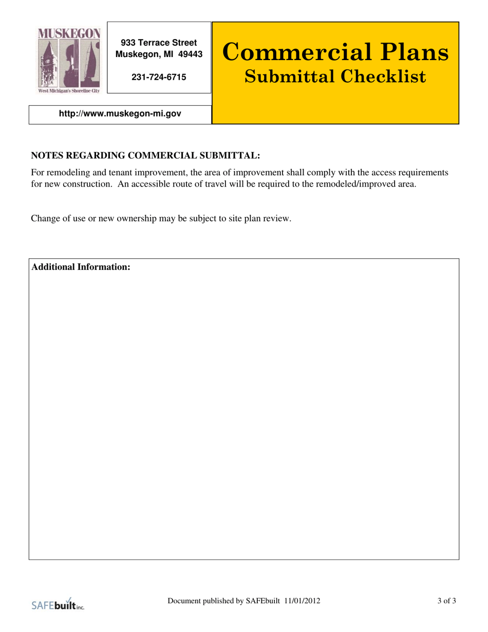 Commercial Plans Submittal Checklist - City of Muskegon, Michigan, Page 3
