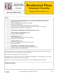 Residential Plans Submittal Checklist - City of Muskegon, Michigan, Page 2