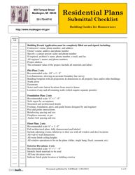 Document preview: Residential Plans Submittal Checklist - City of Muskegon, Michigan