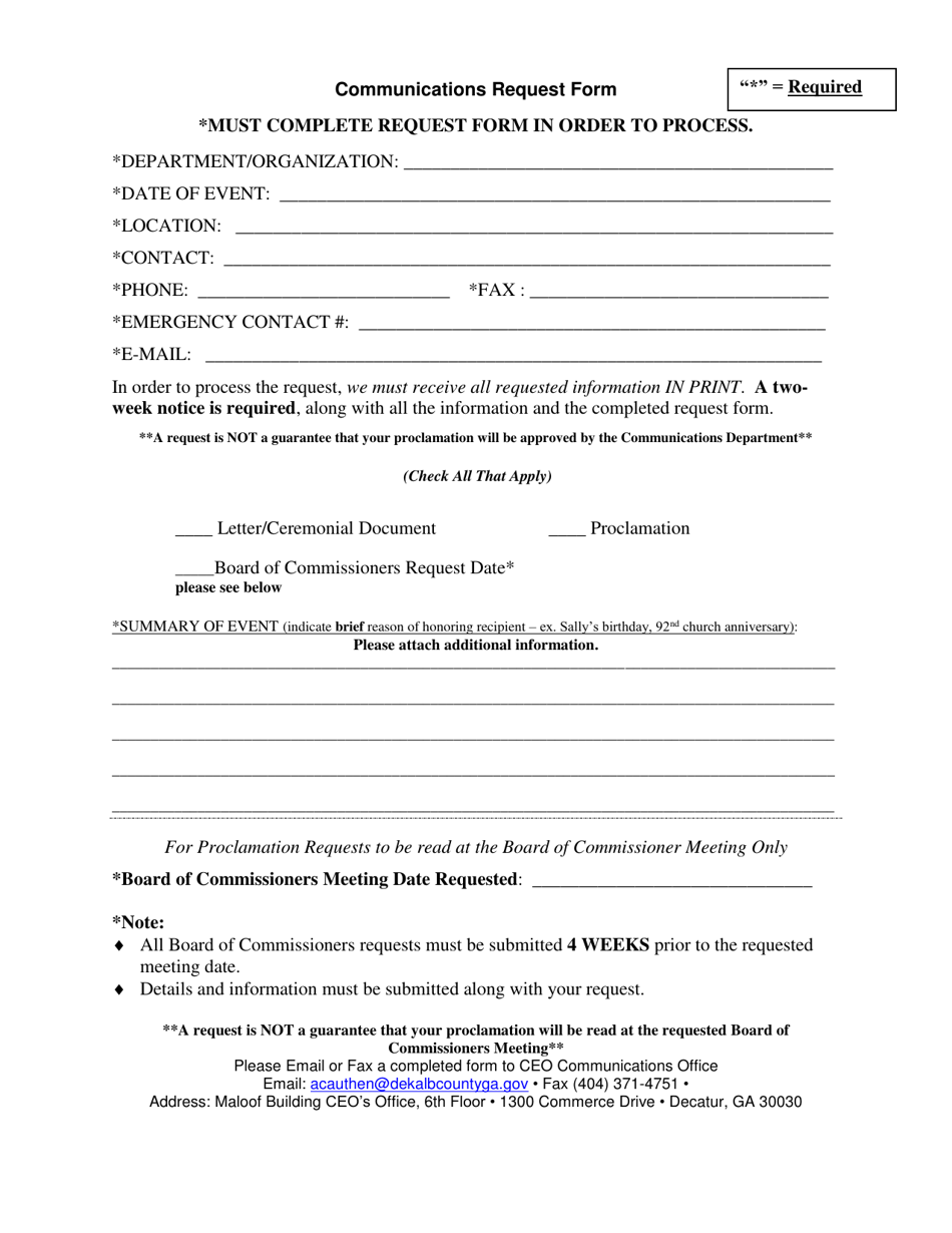 DeKalb County, Georgia (United States) Communications Request Form ...