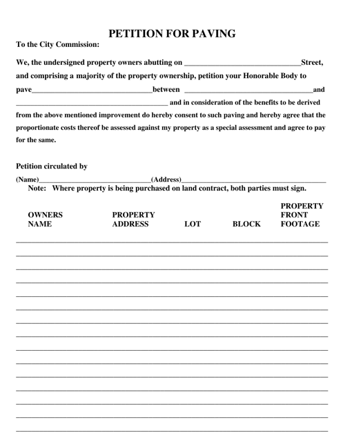 Petition for Paving - City of Muskegon, Michigan Download Pdf