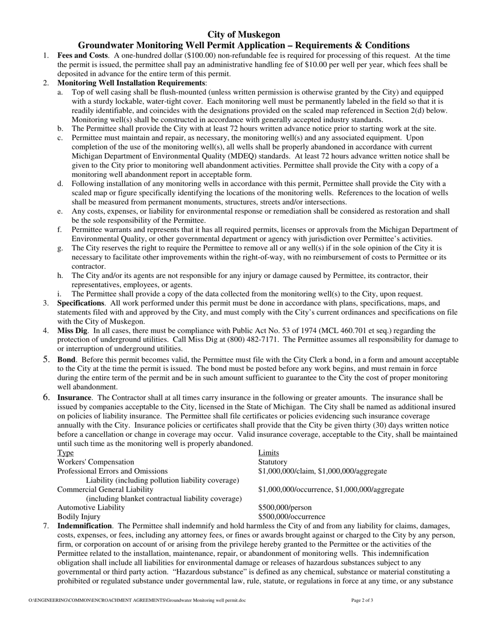 City of Muskegon, Michigan Groundwater Monitoring Well Installation ...