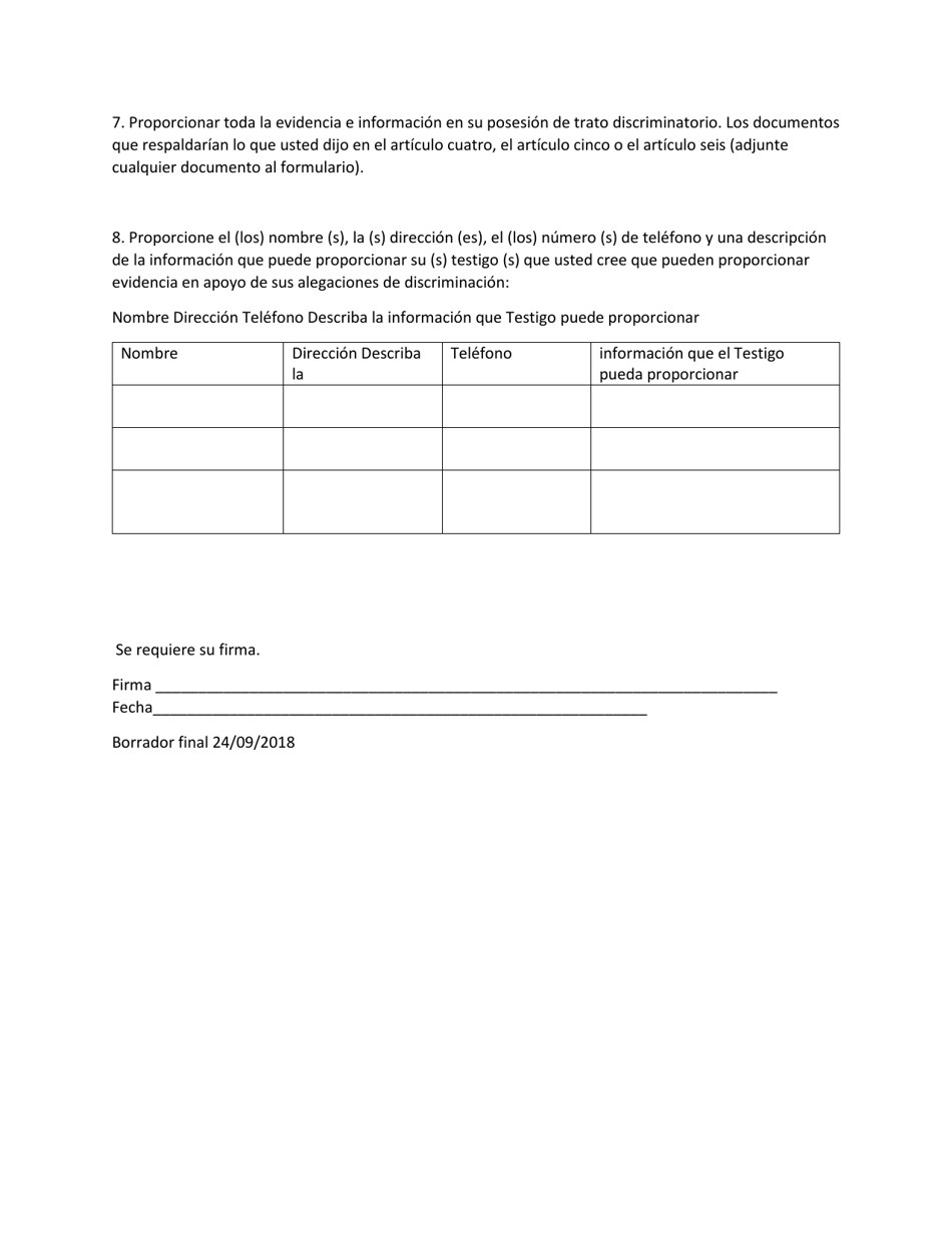 Formulario De Quejas - City of Adrian, Michigan (Spanish), Page 3