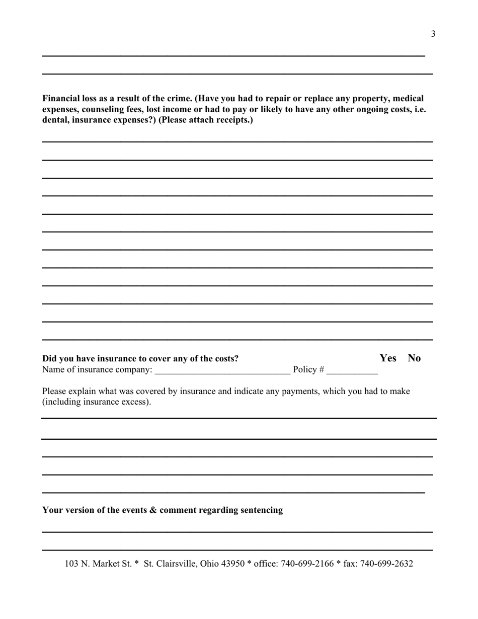 Victim Impact Statement - Belmont County, Ohio, Page 3