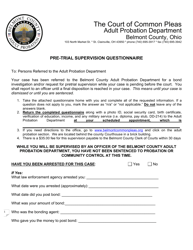 Document preview: Pre-trial Supervision Questionnaire - Adult Probation - Belmont County, Ohio
