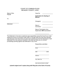 Document preview: Application for Sealing of Record - Belmont County, Ohio