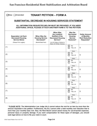 Form 516A Tenant Petition: Decrease in Housing Services - City and County of San Francisco, California, Page 5