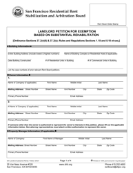 Form 534 Landlord Petition for Exemption Based on Substantial Rehabilitation - City and County San Francisco, California, Page 4