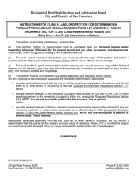 Document preview: Form 537 Landlord Petition for Determination Pursuant to Sections 1.21 and/or 6.14 and/or Costa-Hawkins Rental Housing Act - City and County of San Francisco, California