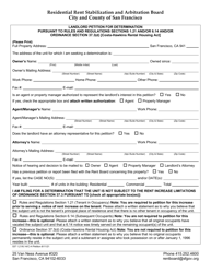 Form 537 Landlord Petition for Determination Pursuant to Sections 1.21 and/or 6.14 and/or Costa-Hawkins Rental Housing Act - City and County of San Francisco, California, Page 3