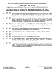 Form 526 Landlord Capital Improvement Petition for Properties With 1-5 Residential Units - City and County of San Francisco, California