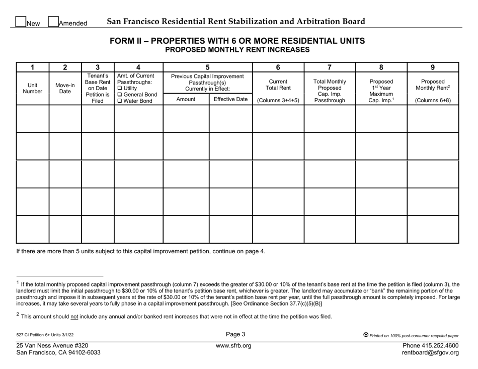 Form 527 Landlord Capital Improvement Petition for Properties With 6 or More Residential Units - City and County of San Francisco, California, Page 7