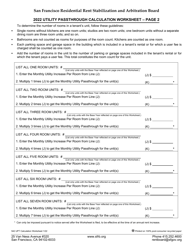 Form 542 Utility Passthrough Calculation Worksheet - City and County of San Francisco, California, Page 2