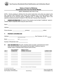 Form 541 Notice of Intent to Withdraw Residential Units From the Rental Market - City and County of San Francisco, California, Page 4