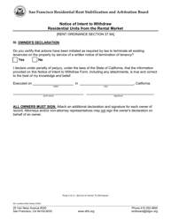 Form 541 Notice of Intent to Withdraw Residential Units From the Rental Market - City and County of San Francisco, California, Page 5