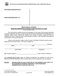 Form 541 Notice of Intent to Withdraw Residential Units From the Rental Market - City and County of San Francisco, California, Page 6