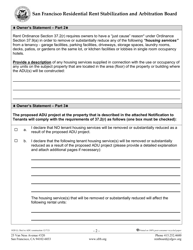 Form 1020 Owner&#039;s Declaration - Adu Construction - City and County of San Francisco, California, Page 2