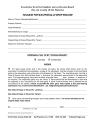 Document preview: Form 582 Request for Extension of Open Record - City and County of San Francisco, California