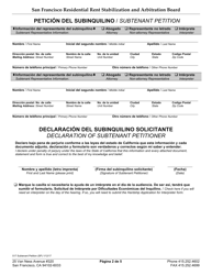 Form 517 Subtenant Petition - City and County of San Francisco, California (English/Spanish), Page 2