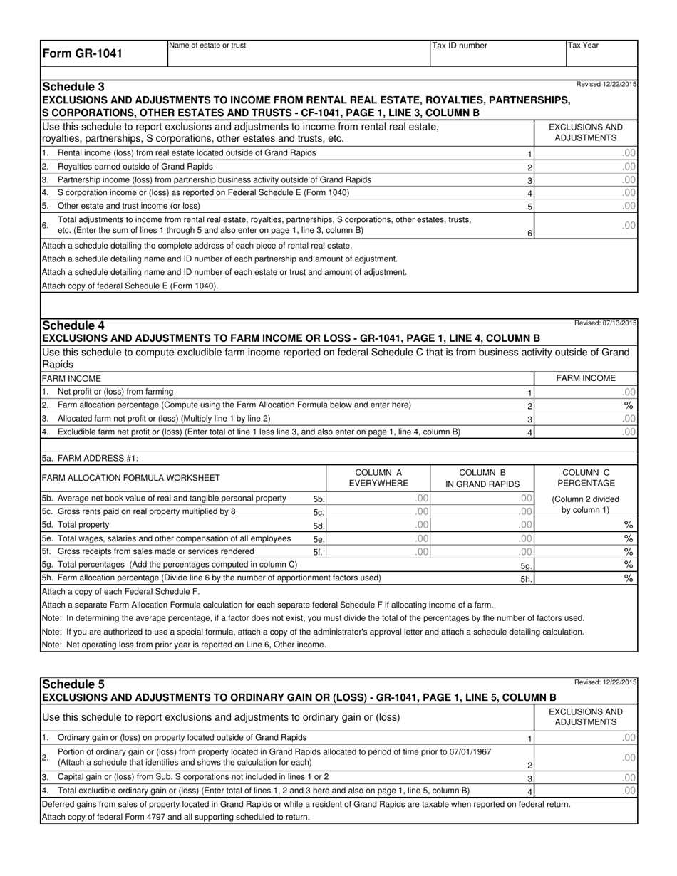 Form GR-1041 Income Tax Return for Estates and Trusts - City of Grand Rapids, Michigan, Page 8