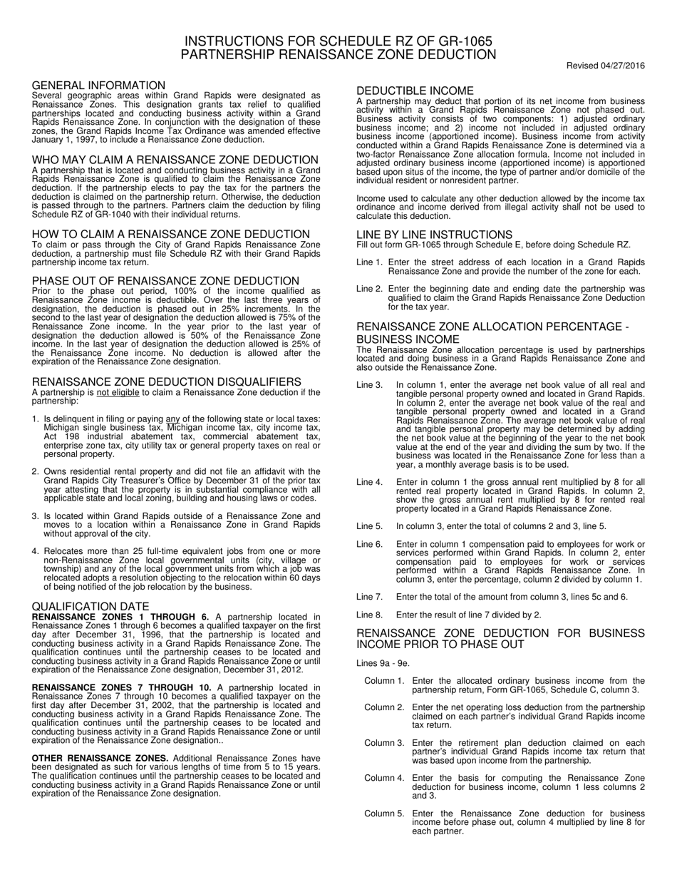 Form GR-1065 Partnership Income Tax Return - City of Grand Rapids, Michigan, Page 17