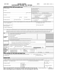 Form GR-1065 Partnership Income Tax Return - City of Grand Rapids, Michigan