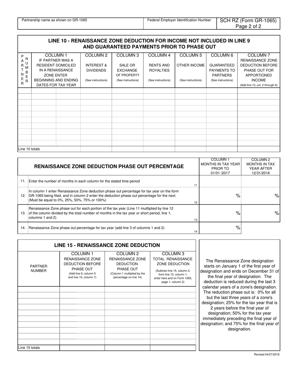 Form GR-1065 Partnership Income Tax Return - City of Grand Rapids, Michigan, Page 20