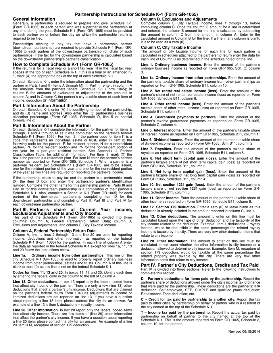 Form GR-1065 Partnership Income Tax Return - City of Grand Rapids, Michigan, Page 22